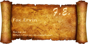 Fox Ervin névjegykártya